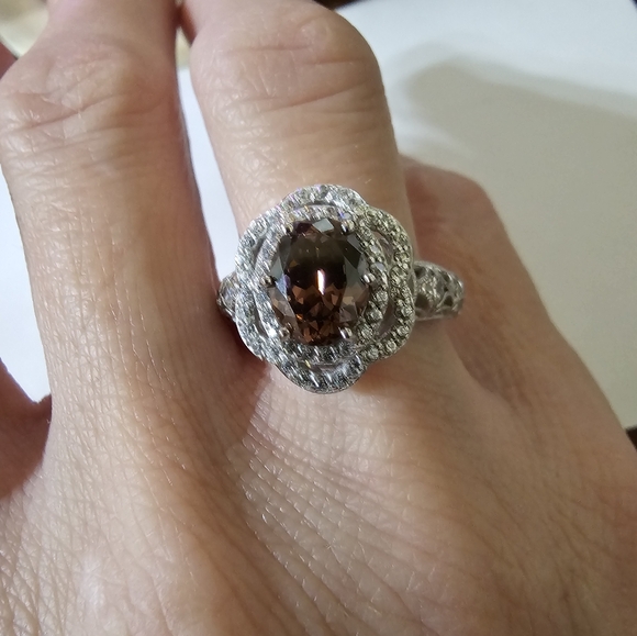 Authentic Tacori Blush Diamonique Ring Platinum Over Sterling Silver Sz 8! - Picture 10 of 13